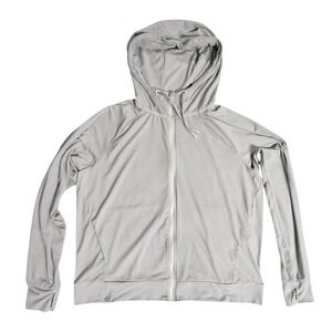 Mondetta Womens Light Gray Recycled Nylon Full‎ Zip Performance Hoodie Size L